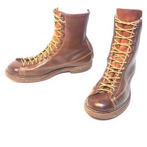 VINTAGE MENS LEATHER & SHEARLING LINED BOOTS